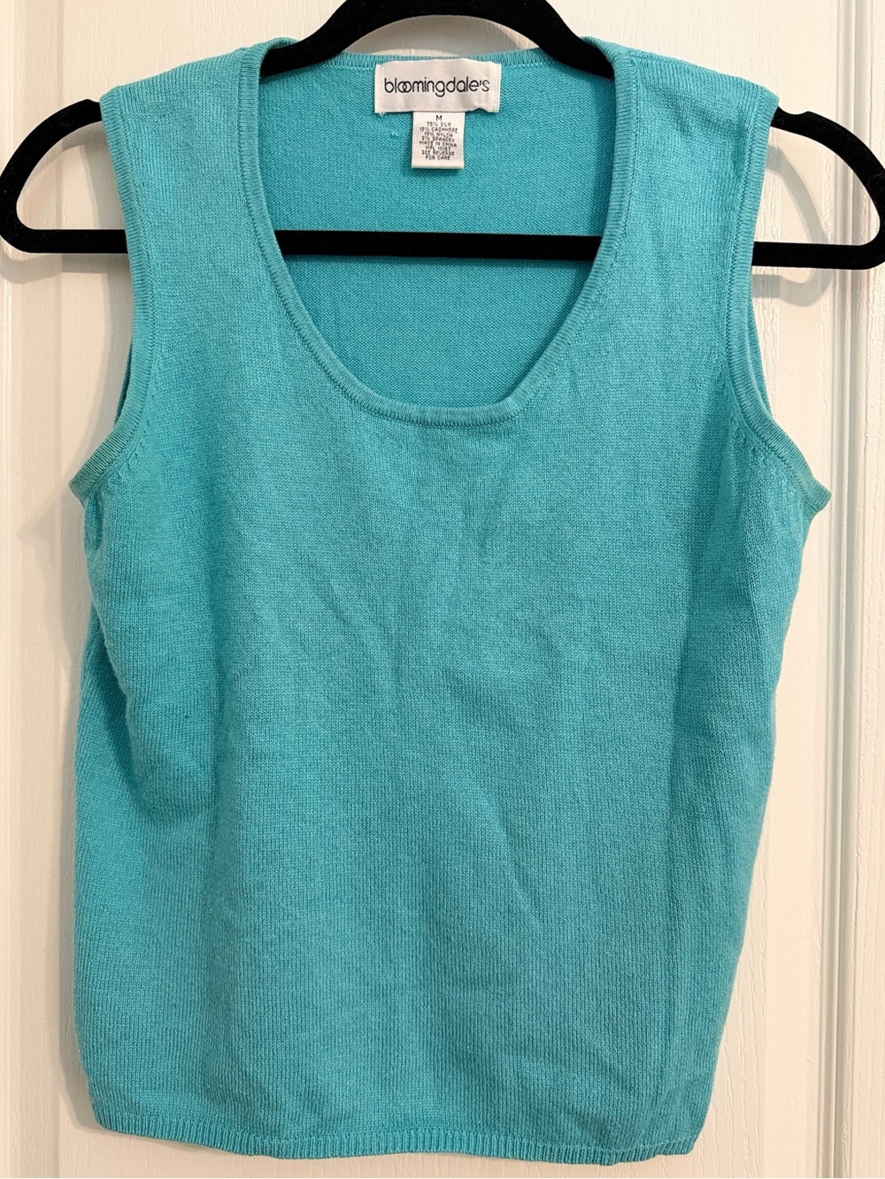 Bloomingdale’s Teal Blue Silk/Cashmere Blend Sleeveless Tank Top Sz M